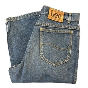 VTG 80’s Lee Storm Rider Denim Jeans Straight Leg Medium Blue USA Union 31x30.5